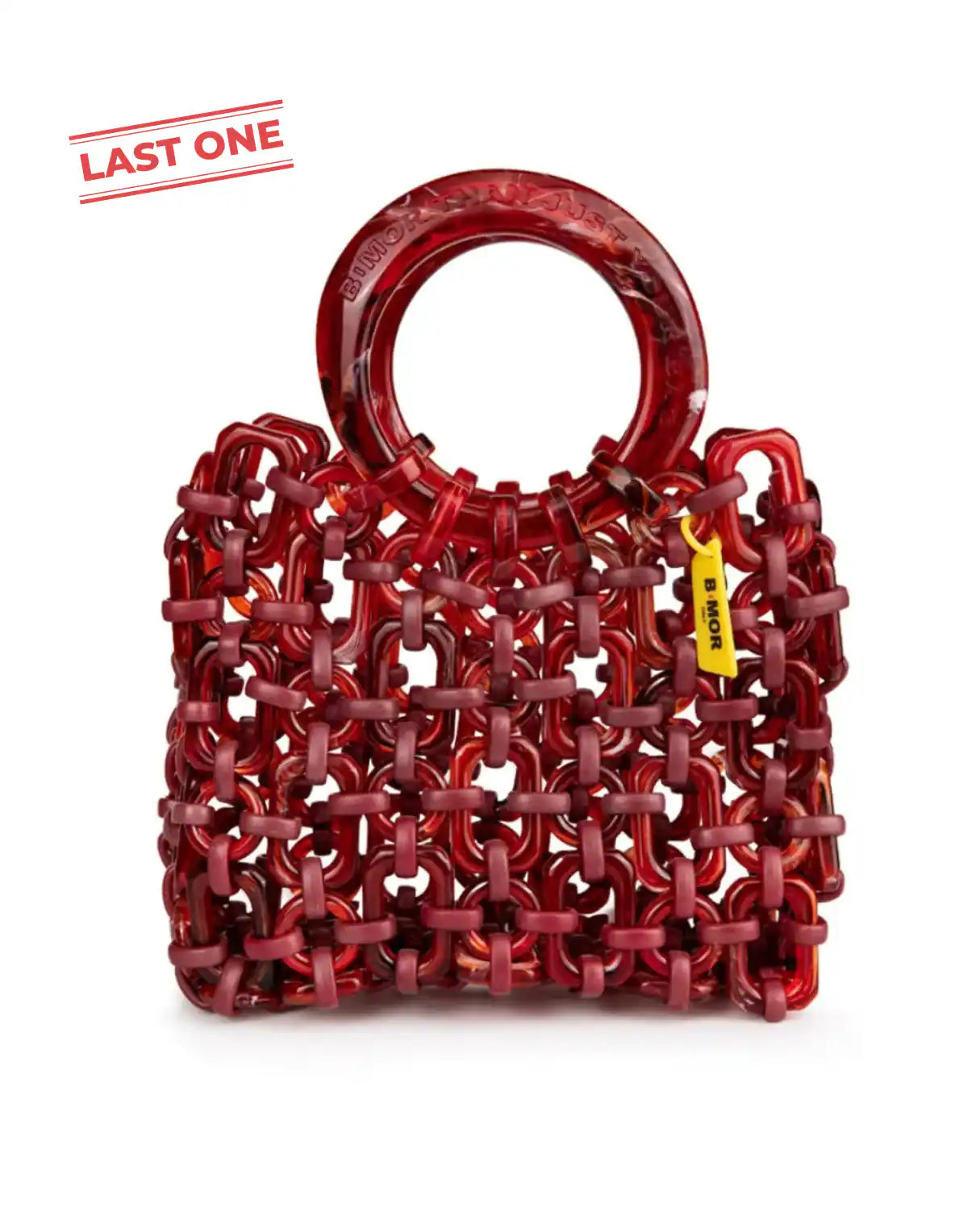 vista frontale borsa a mano in resina rosso ciliegia DOLL - BiMOR