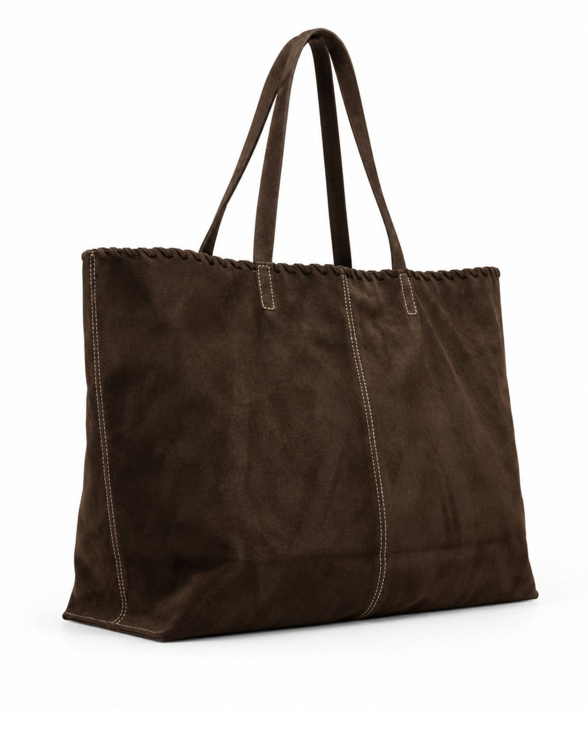SOFTIE | ESPRESSO - shopper extra large in camoscio testa di moro, vista laterale