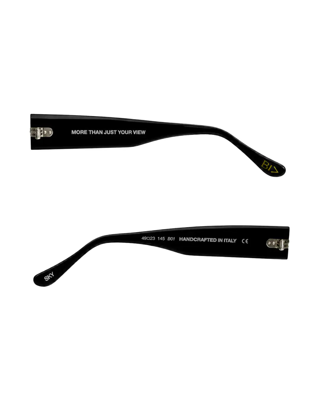 stanghette occhiale da sole montatura in acetato nero lucido