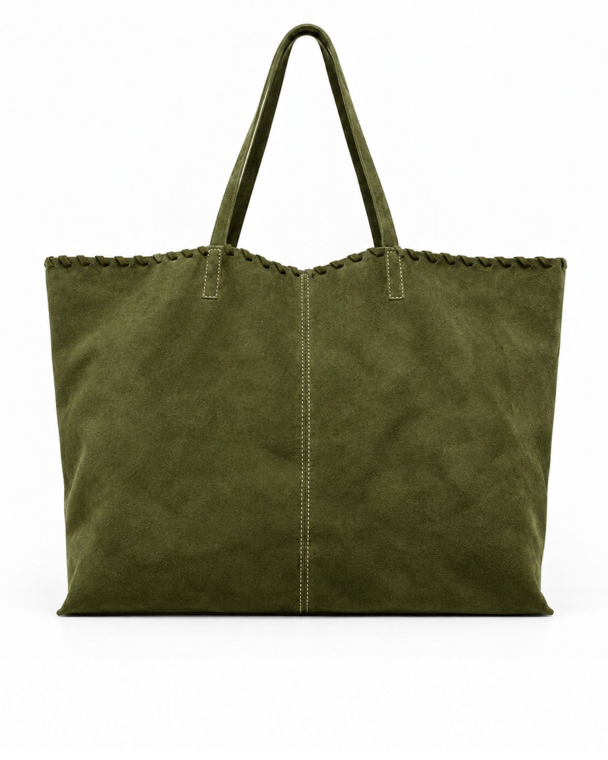 SOFTIE | MOSS - shopper extra large in camoscio verde muschio, vista frontale