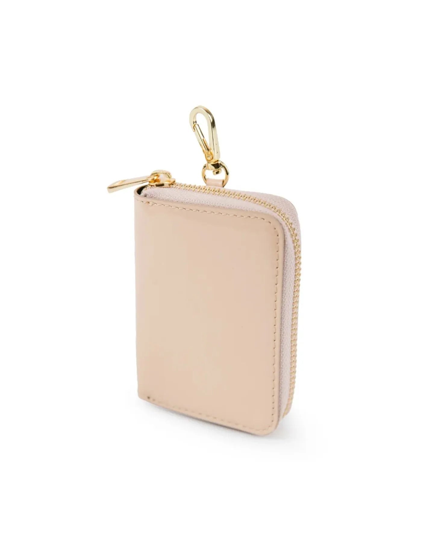 vista frontale portafoglio in vernice beige con moschettone ALTER EGO - BiMOR