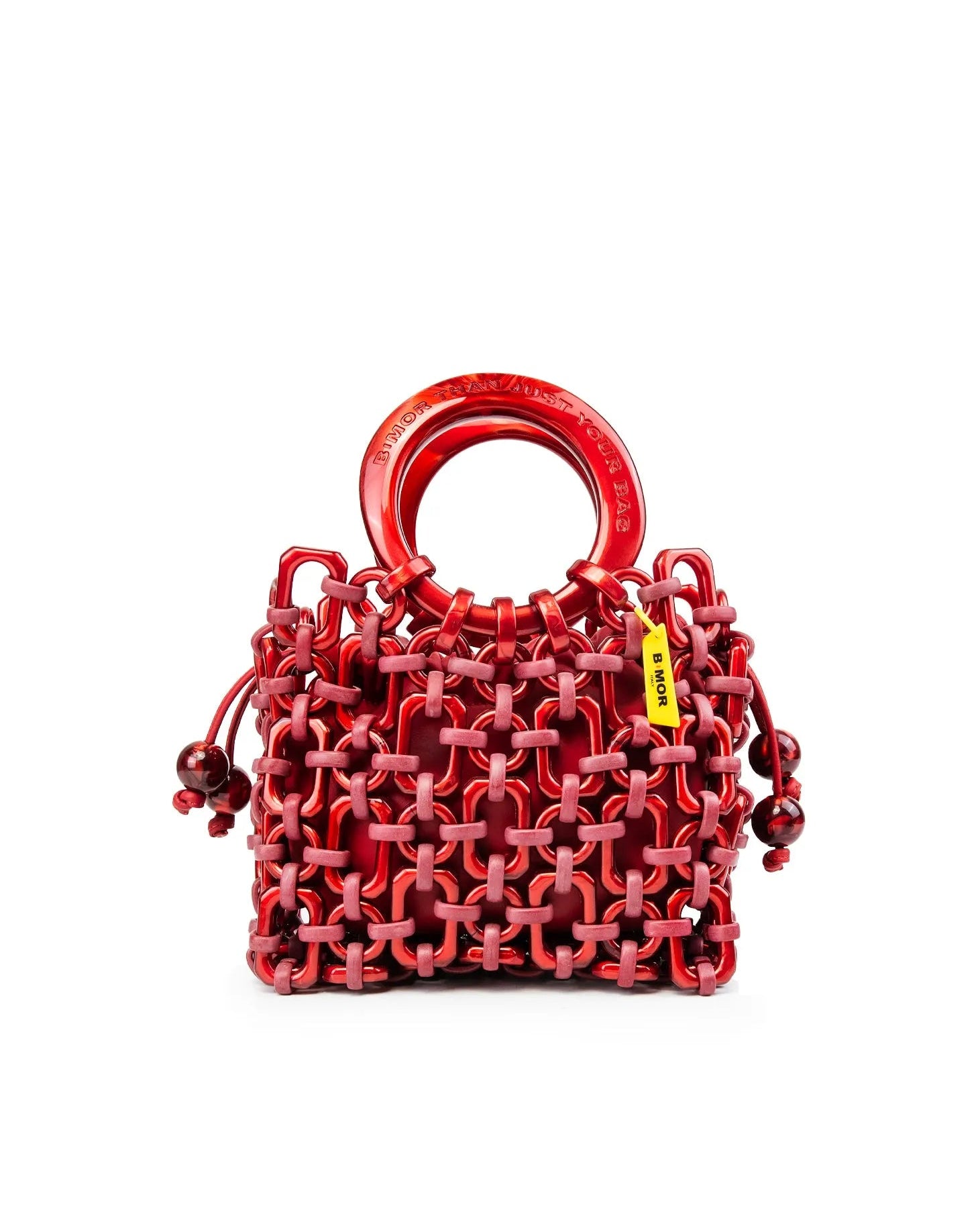 vista frontale borsa a mano rossa DOLL + BONBON