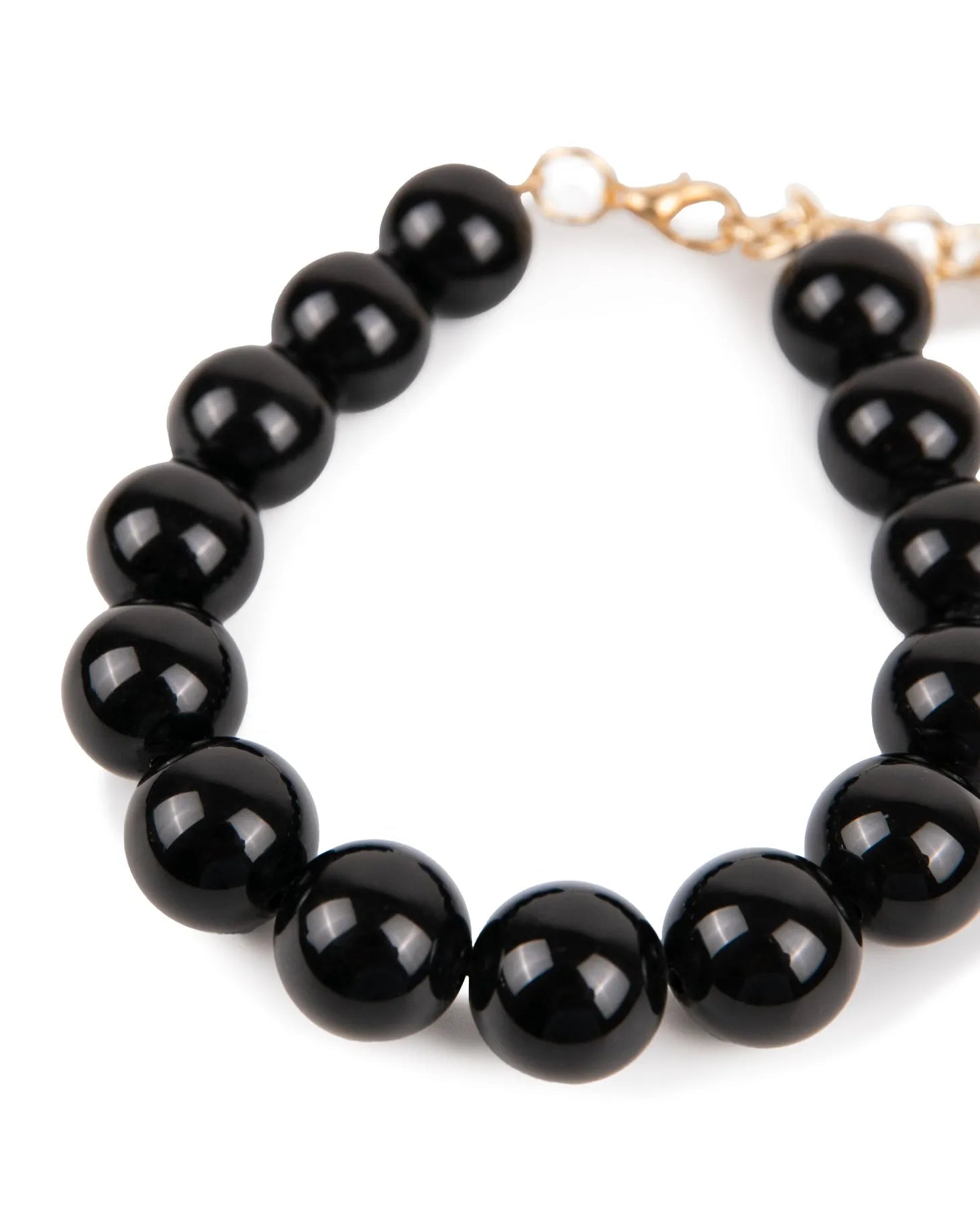 collana perle grandi in resina nera