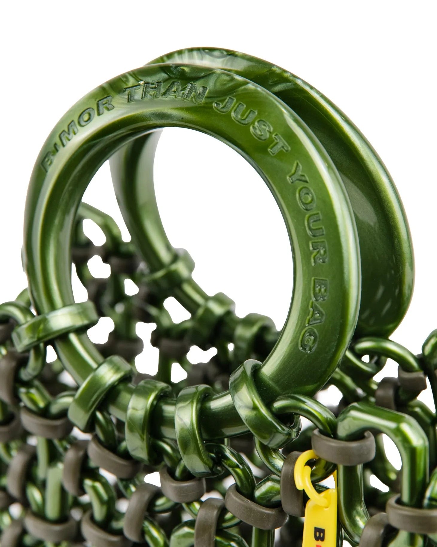 manico borsa a mano in resina verde metallico