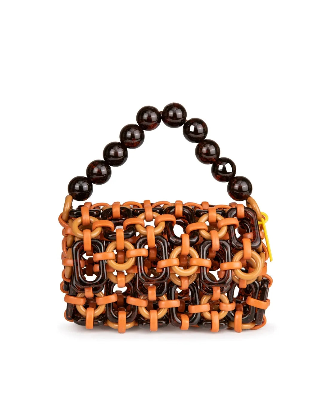 vista frontale borsa a mano in resina marrone e arancione BUBBLE - BiMOR
