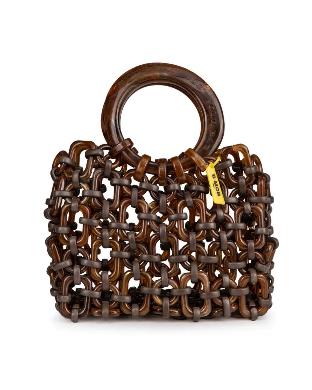 vista frontale borsa a mano in resina marrone DOLL - BiMOR