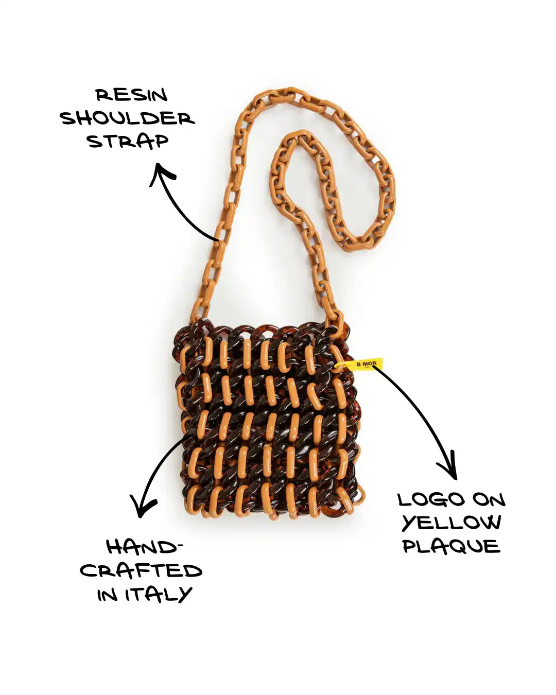 sketch borsa a tracolla in resina beige e marrone