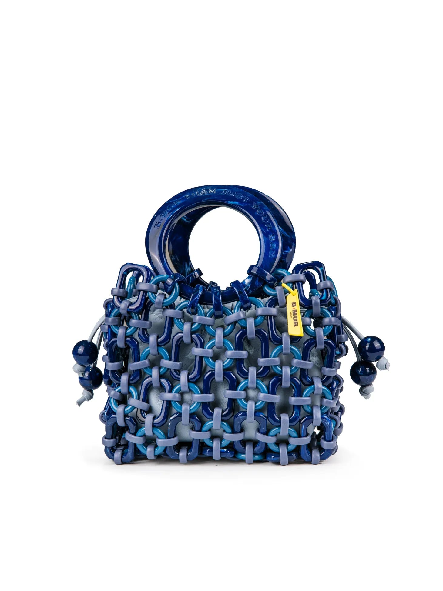 vista frontale borsa a mano in resina bluette