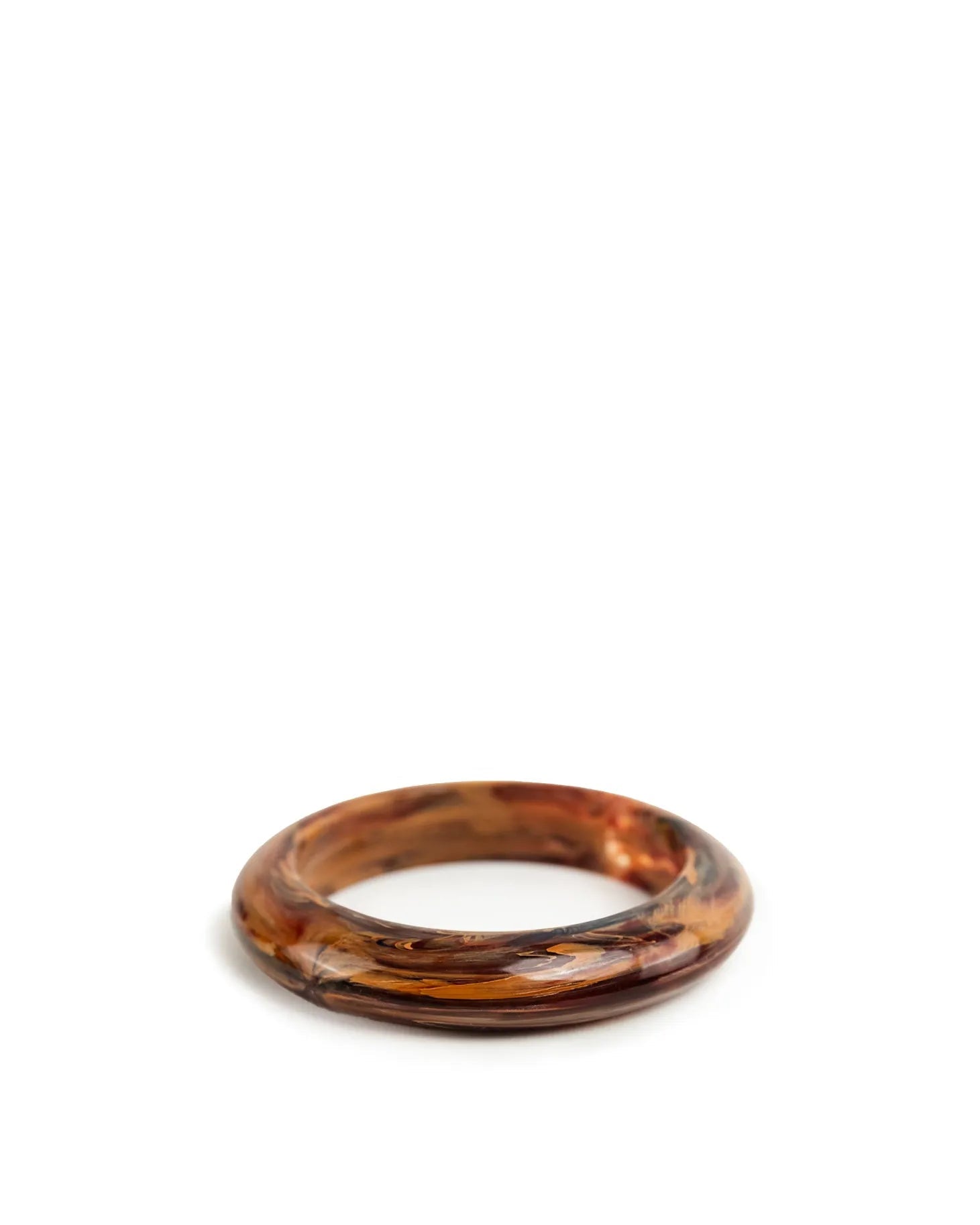 bracciale in resina marmorizzato marrone bombato lucido SMALL BANGLE - BiMOR