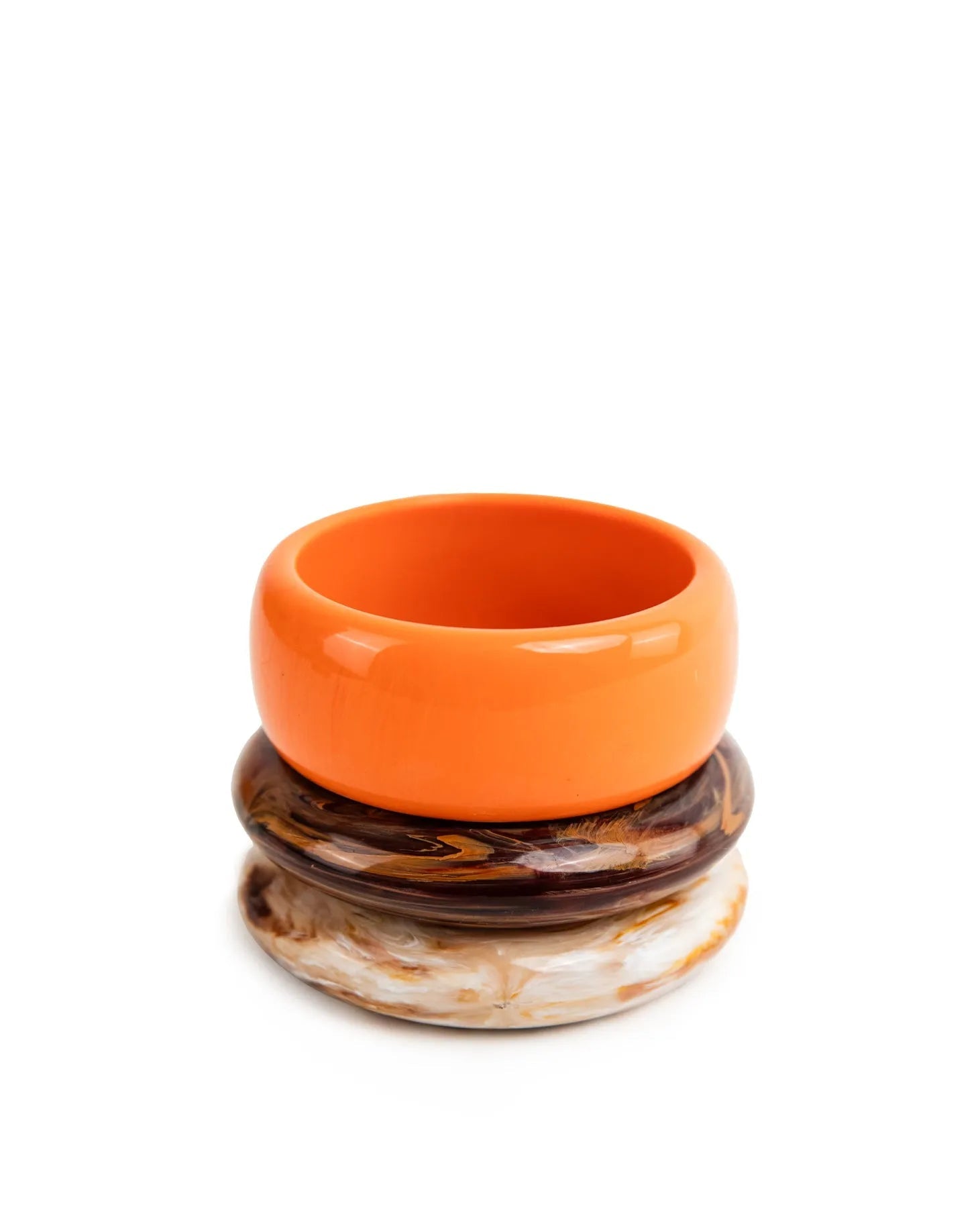 bracciale in resina marmorizzato marrone bombato lucido e altri BANGLE