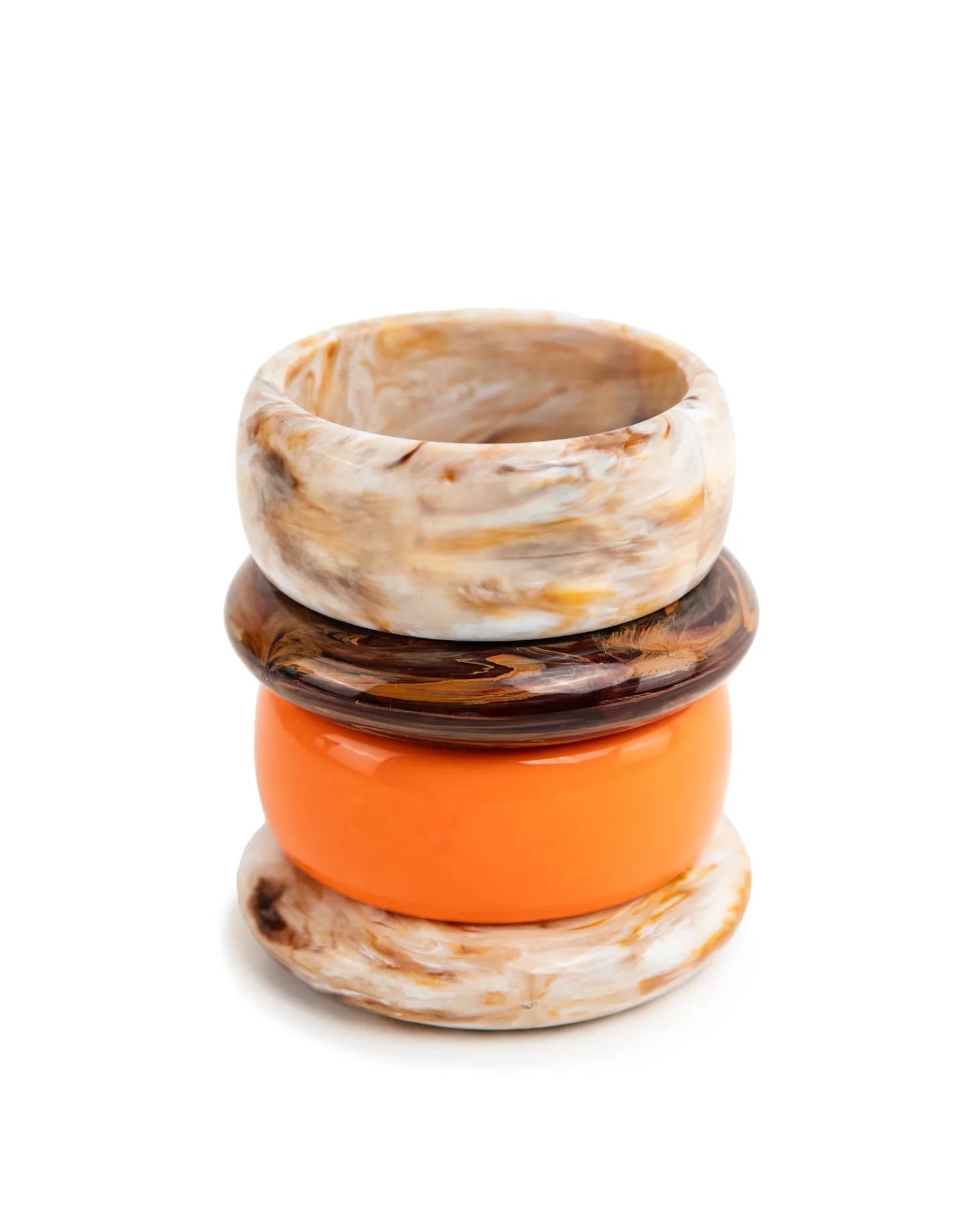 bracciale in resina marmorizzato marrone bombato lucido e altri BANGLE