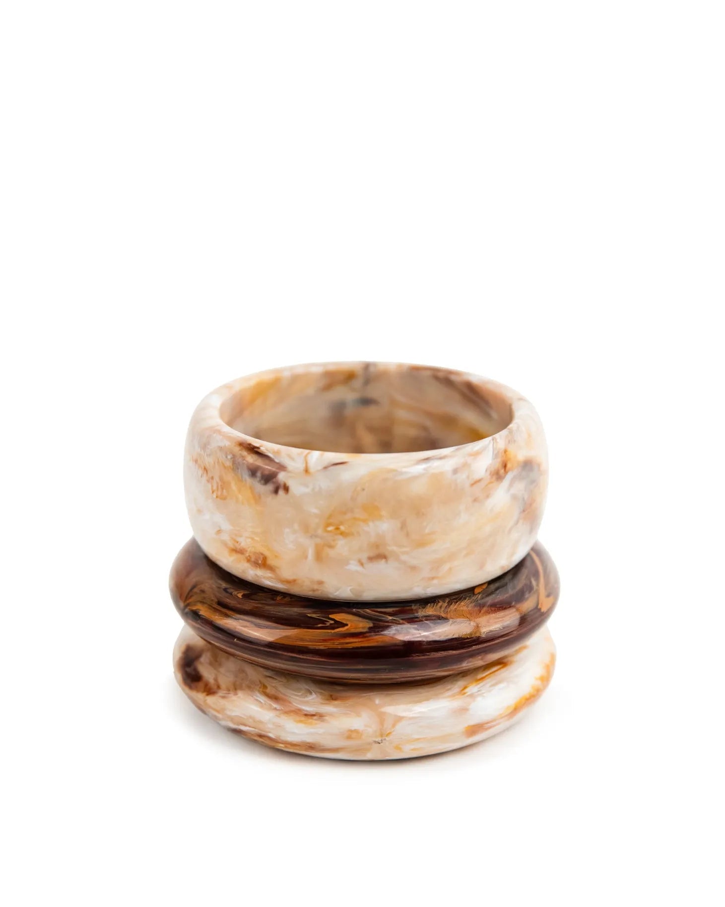 bracciale in resina marmorizzato marrone bombato lucido e altri BANGLE