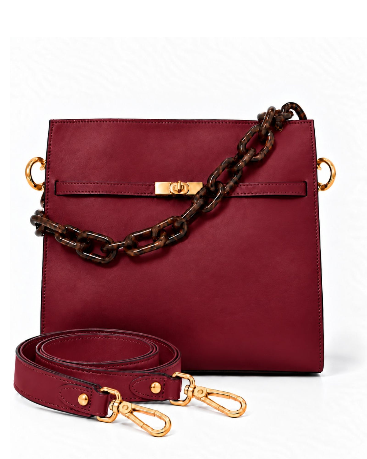 RORY | BURGUNDY - borsa a spalla in pelle di vitello bordeaux
