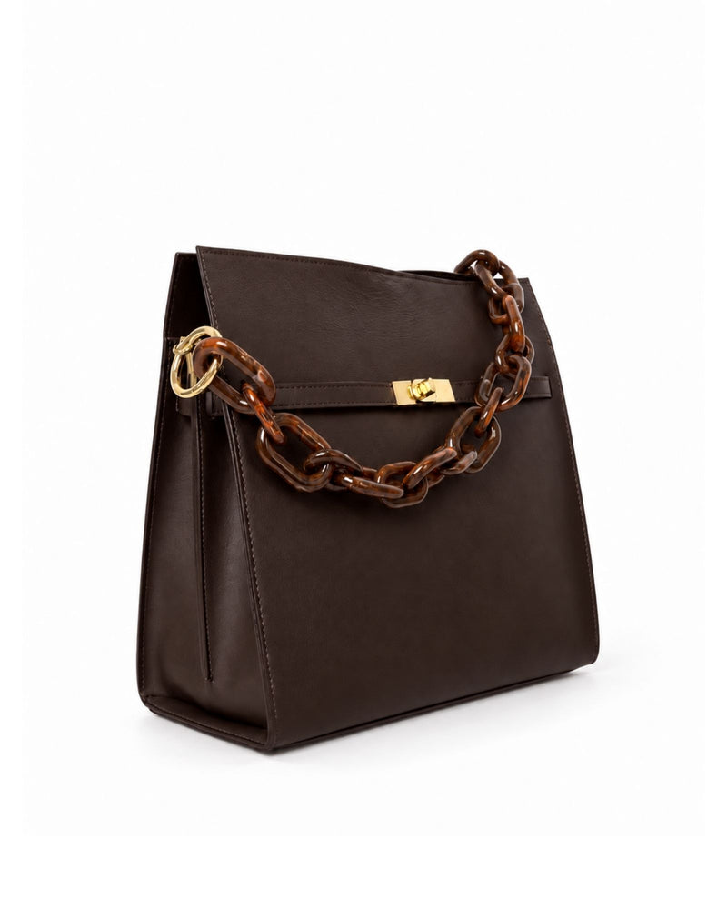 RORY | DARK BROWN - borsa a spalla in pelle di vitello testa di moro