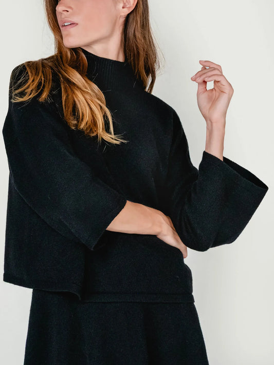 MORRY MOCK NECK SWEATER | LICORICE