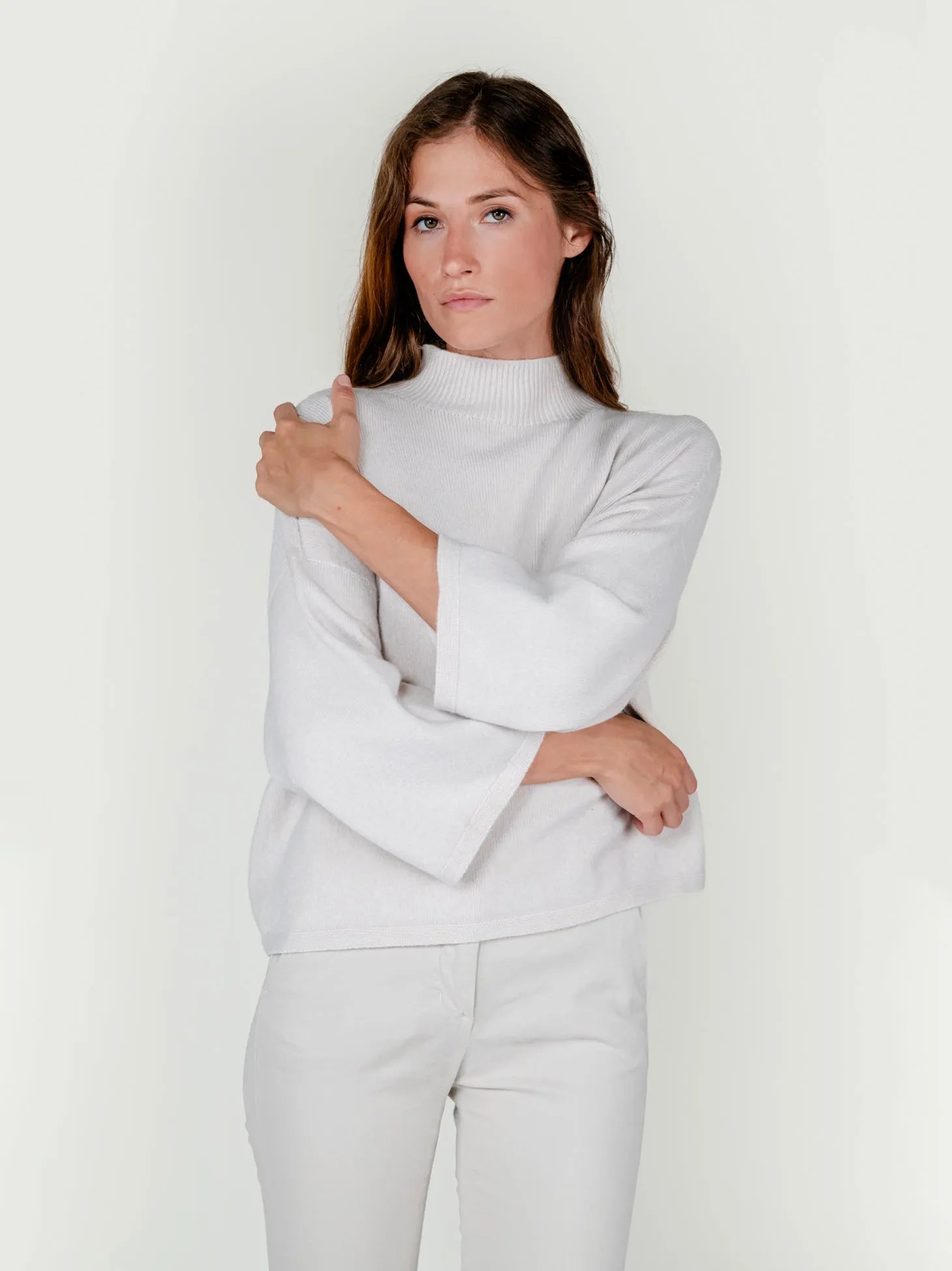 MORRY MOCK NECK SWEATER | CREAM