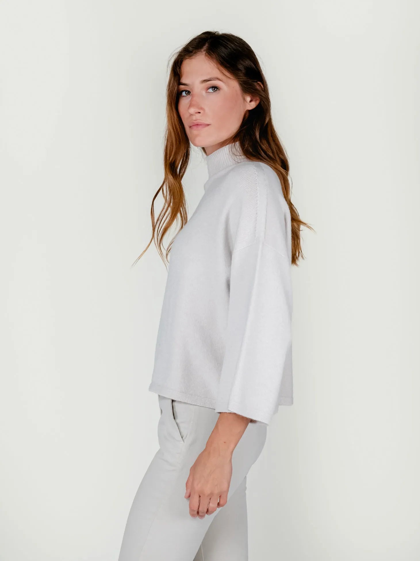 MORRY MOCK NECK SWEATER | CREAM