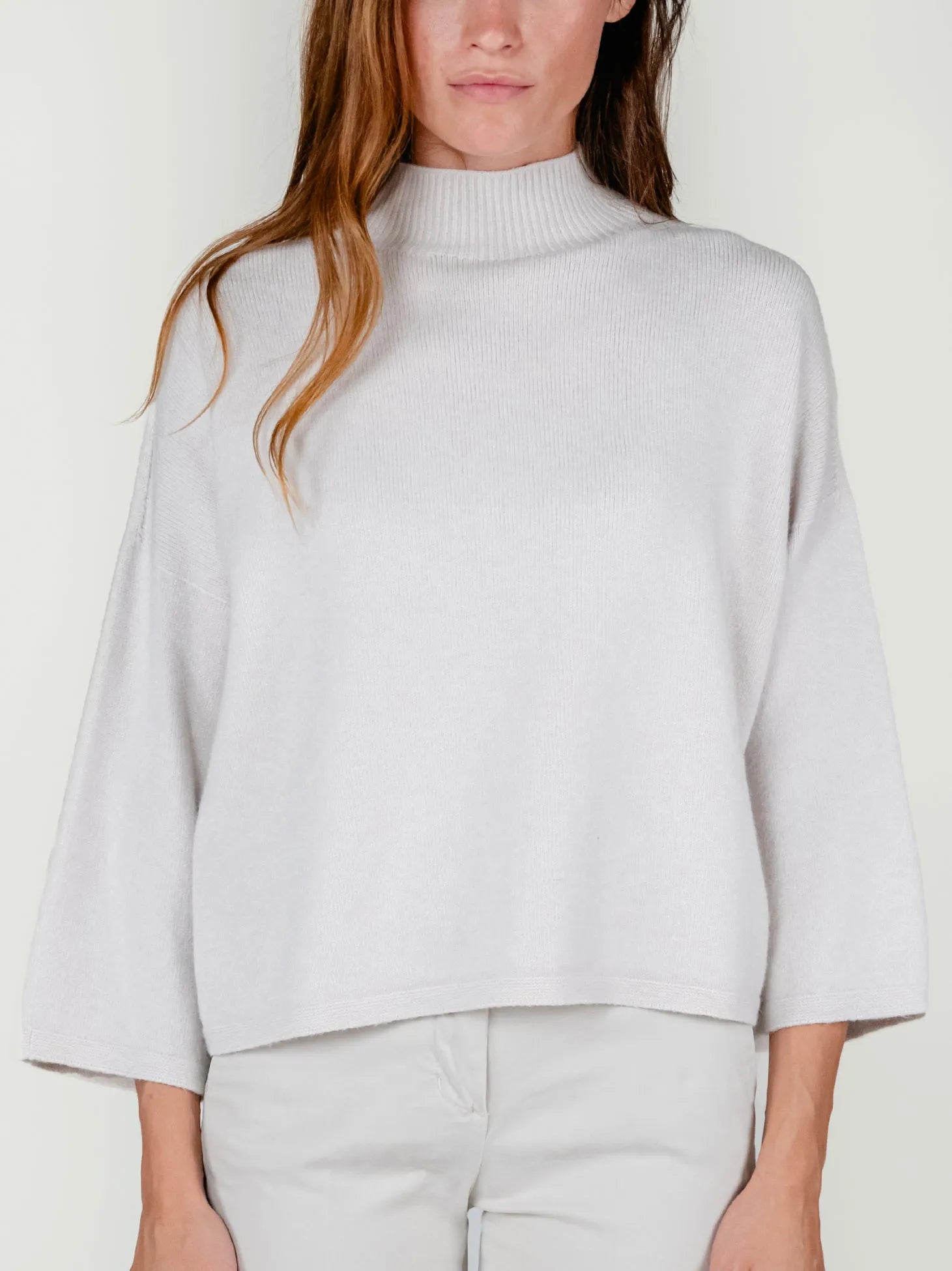 MORRY MOCK NECK SWEATER | CREAM