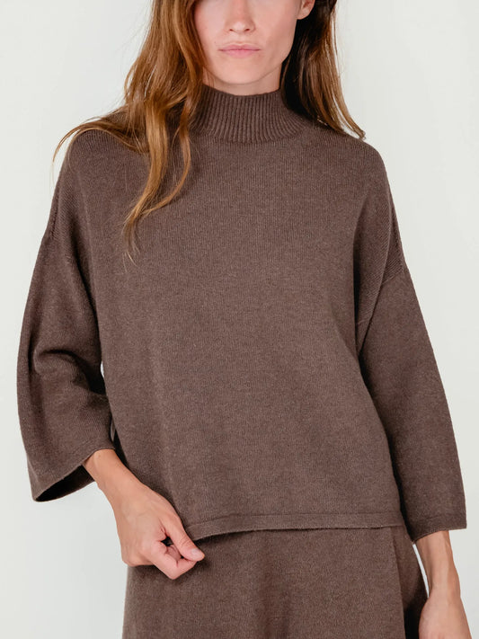 MORRY MOCK NECK SWEATER | MOCHA