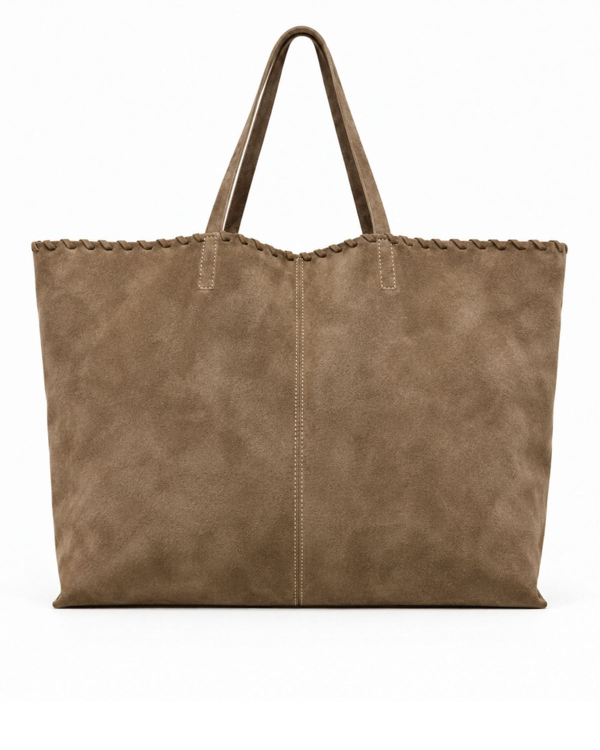 SOFTIE | MUD - shopper extra large in camoscio taupe, vista frontale