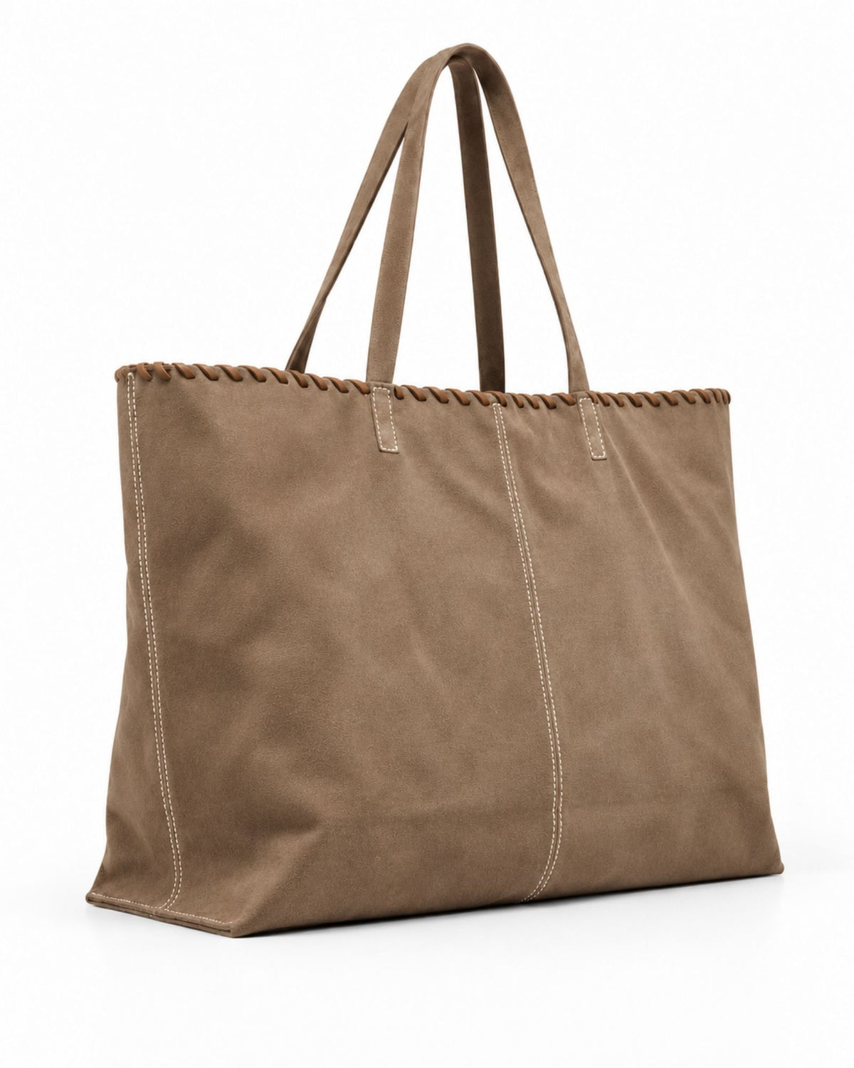 SOFTIE | MUD - shopper extra large in camoscio taupe, vista laterale
