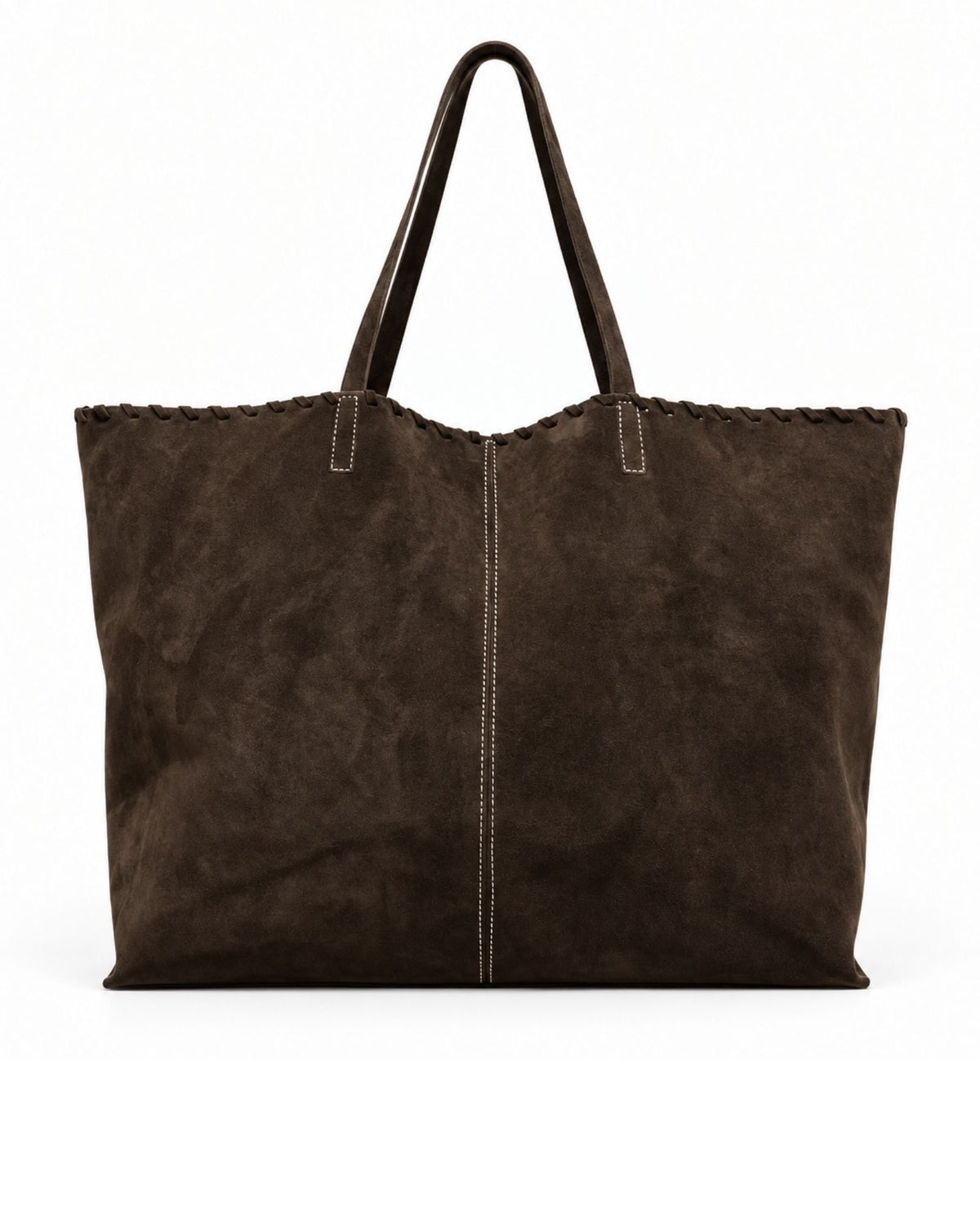 SOFTIE | ESPRESSO - shopper extra large in camoscio testa di moro, vista frontale