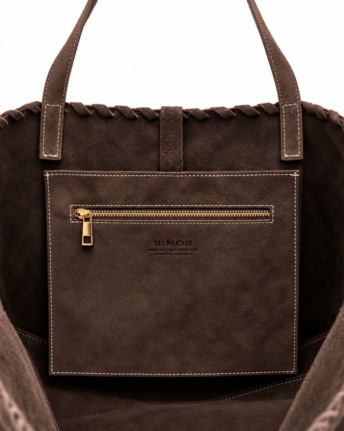 SOFTIE | ESPRESSO - interno sfoderato con tasca zip e logo BiMOR