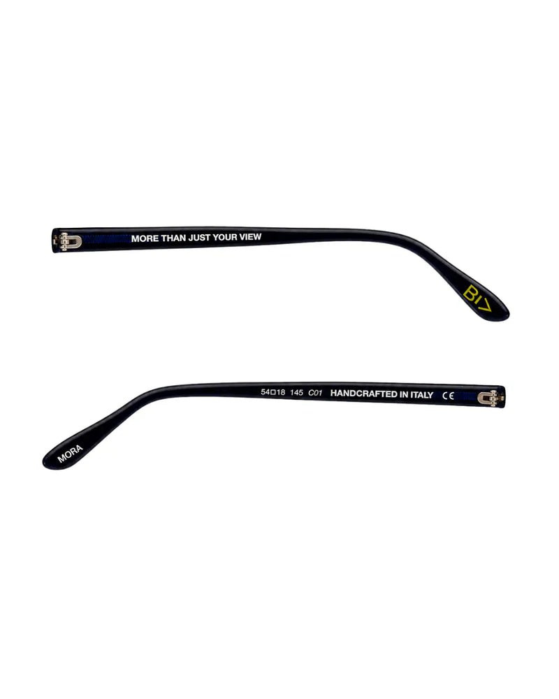 stanghette occhiale da sole aviator arrotondato doppio ponte, montatura in acetato blu lucido