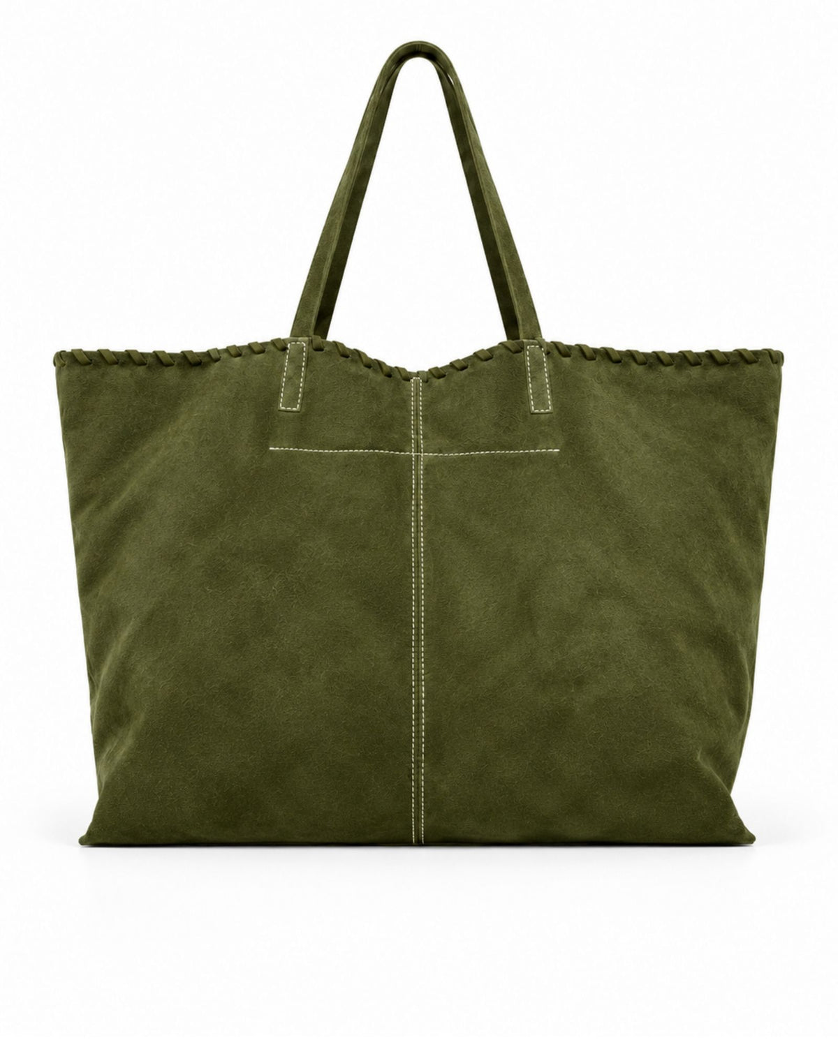 SOFTIE | MOSS - shopper extra large in camoscio verde muschio, retro