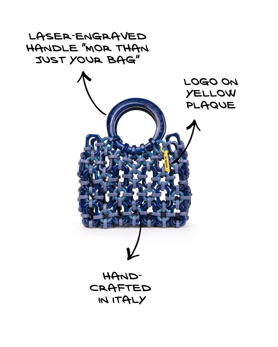 sketch borsa a mano in resina bluette
