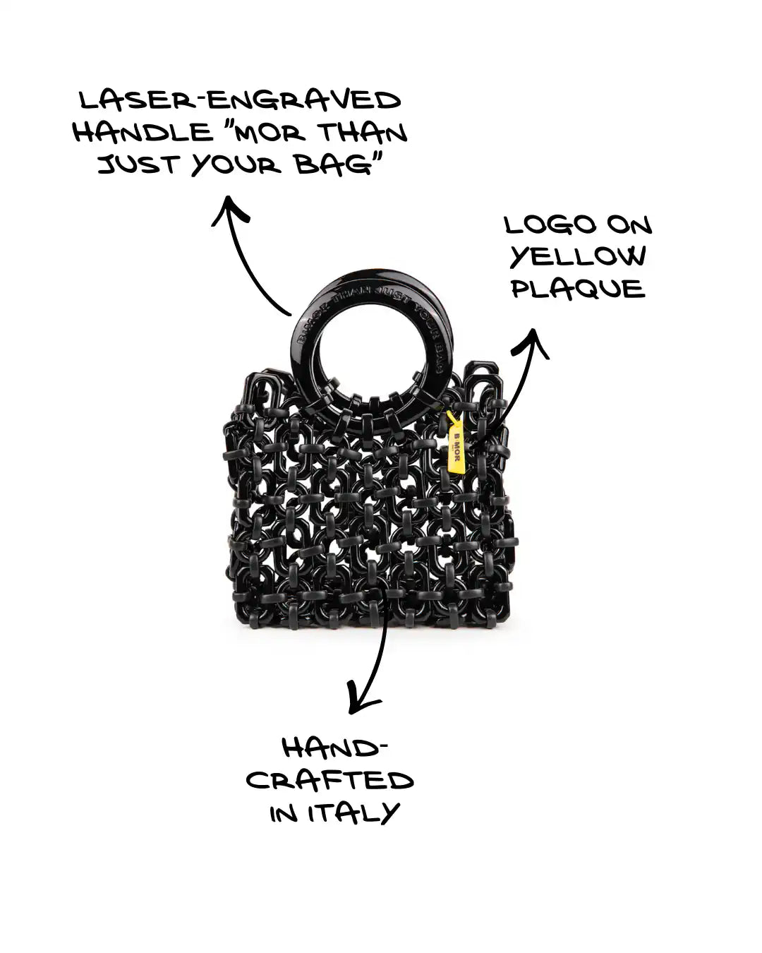 sketch borsa a mano in resina nera