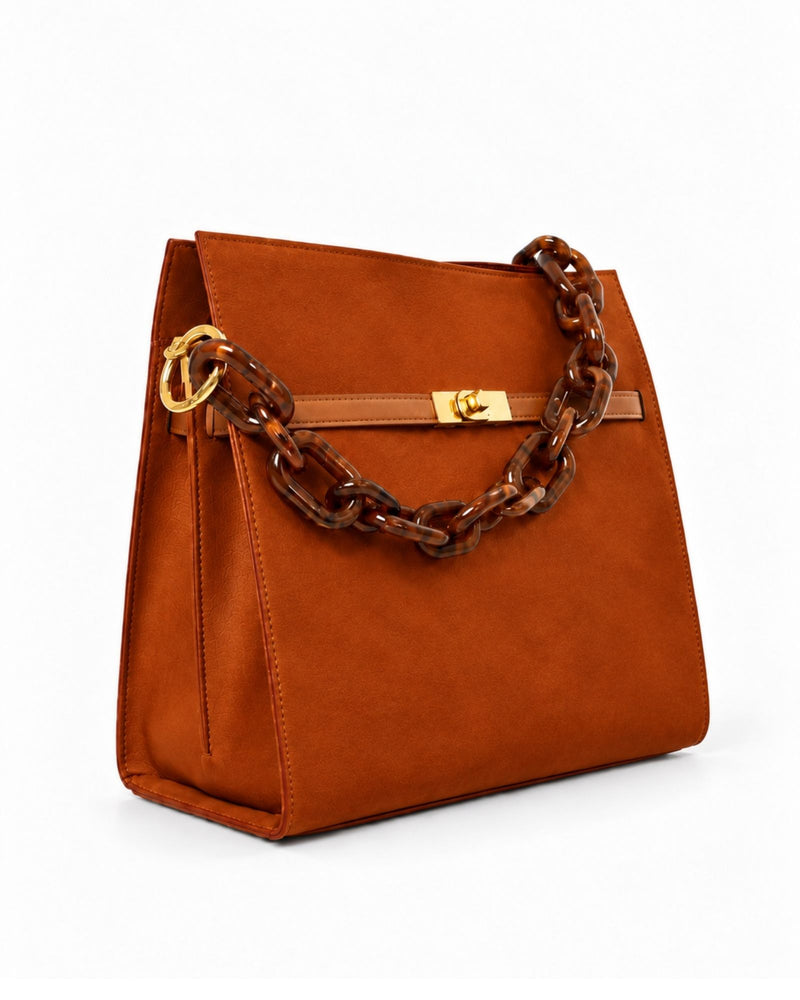 RORY | SUEDE BURNT ORANGE - borsa a spalla in camoscio arancio bruciato