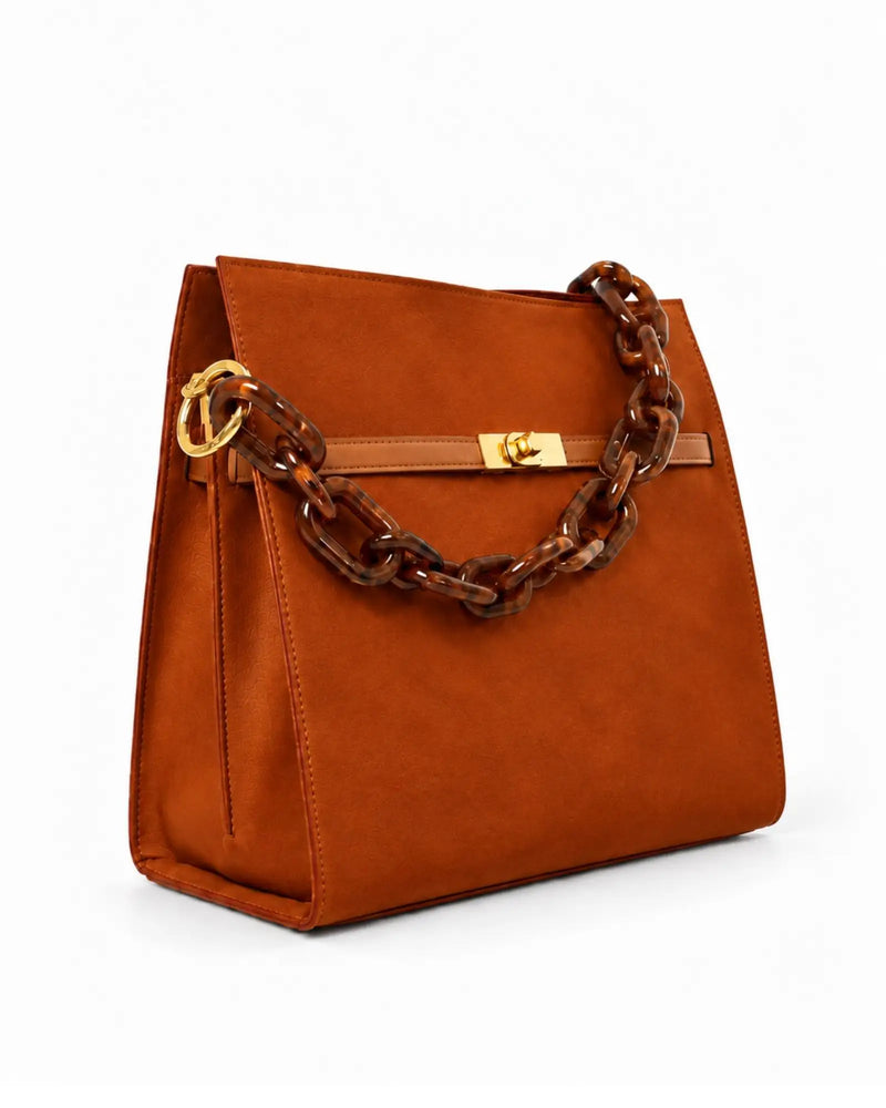 RORY | SUEDE BURNT ORANGE - borsa a spalla in camoscio arancio bruciato