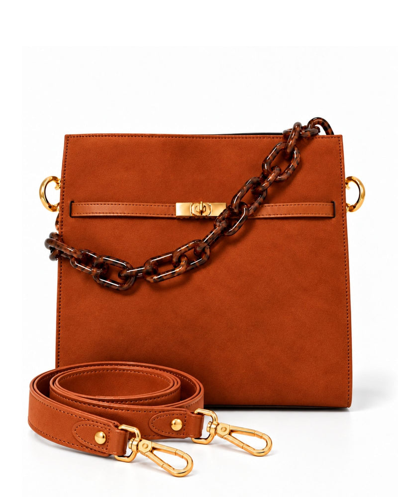 RORY | SUEDE BURNT ORANGE - borsa a spalla in camoscio arancio bruciato