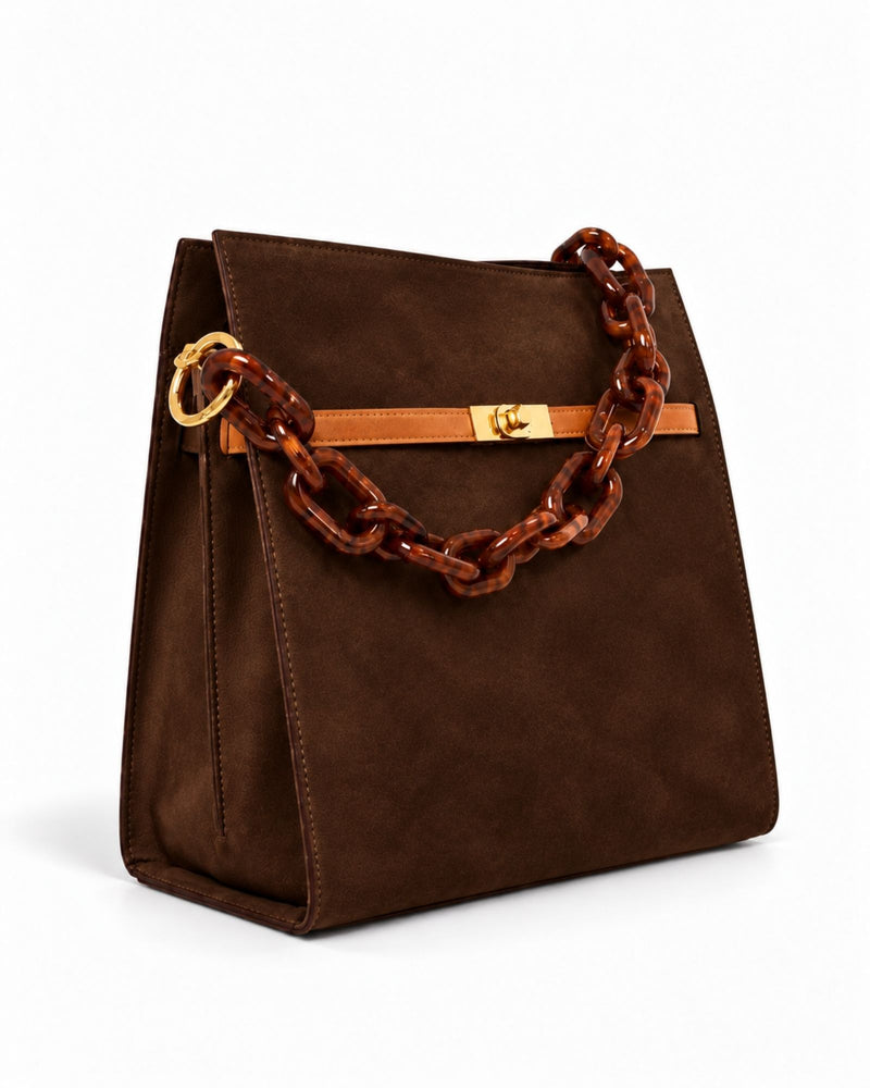 RORY | SUEDE DARK BROWN - borsa a spalla in camoscio testa di moro