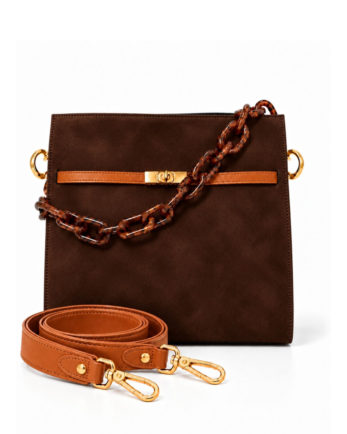 RORY | SUEDE DARK BROWN - borsa a spalla in camoscio testa di moro
