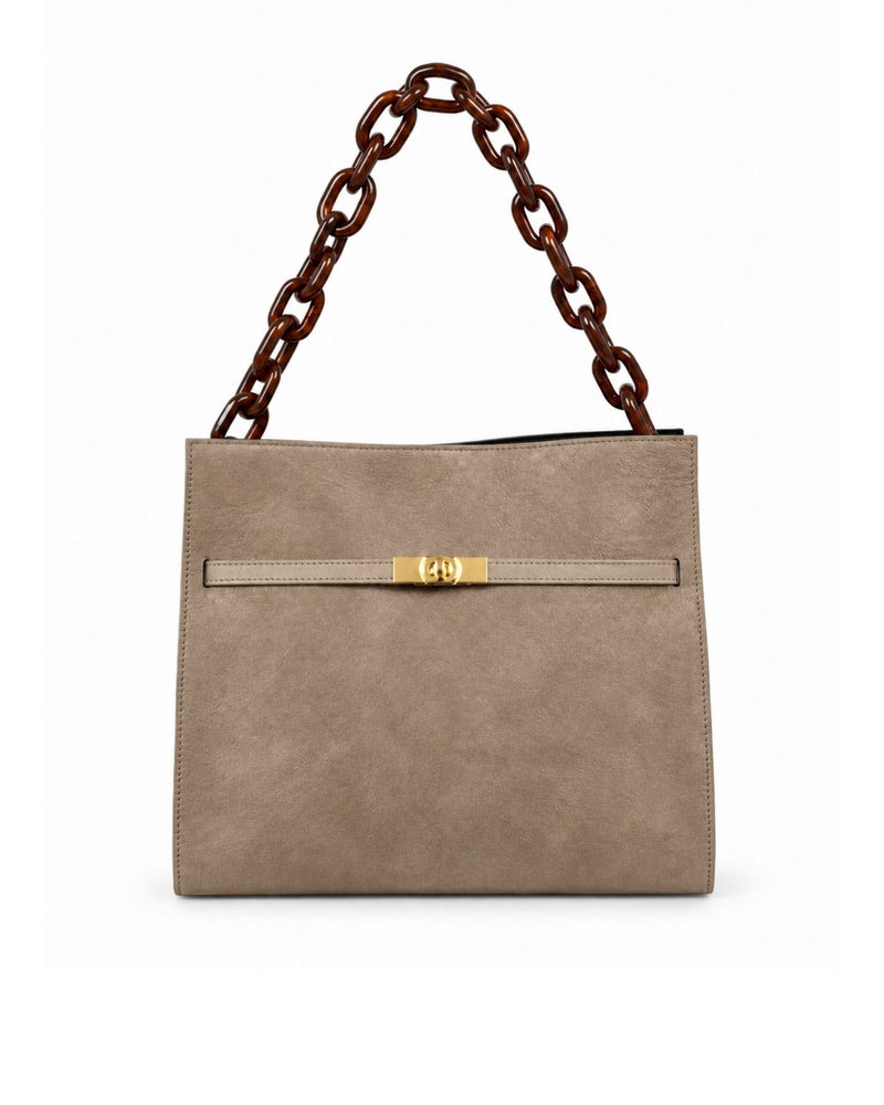 RORY | SUEDE TAUPE - borsa a spalla in camoscio tortora