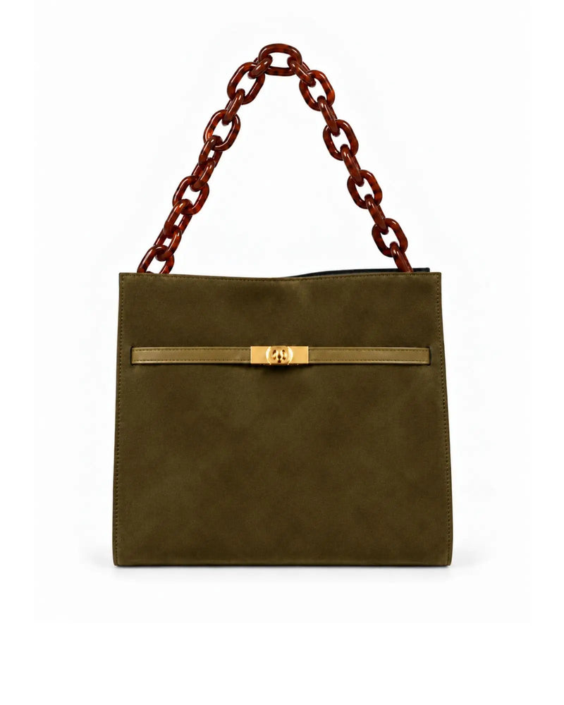 RORY | SUEDE OLIVE - borsa a spalla in camoscio verde