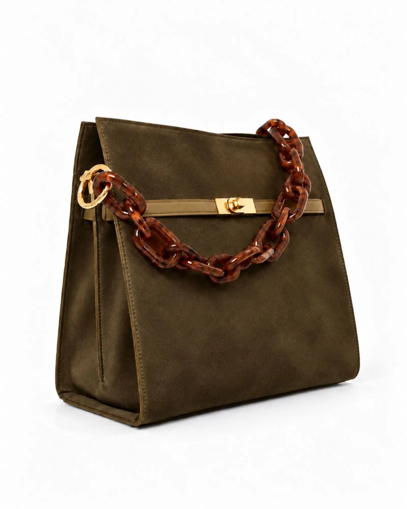 RORY | SUEDE OLIVE - borsa a spalla in camoscio verde