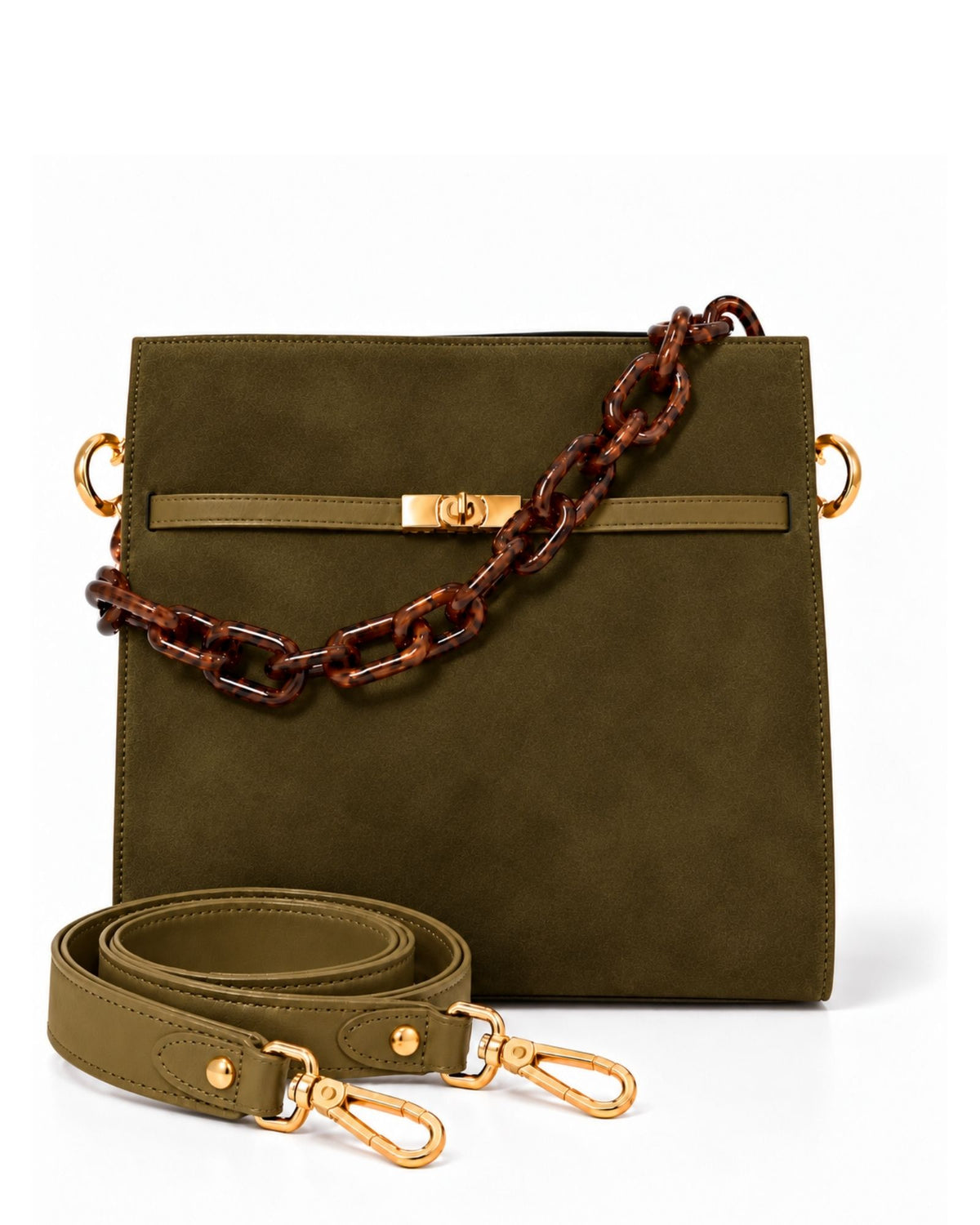 RORY | SUEDE OLIVE - borsa a spalla in camoscio verde