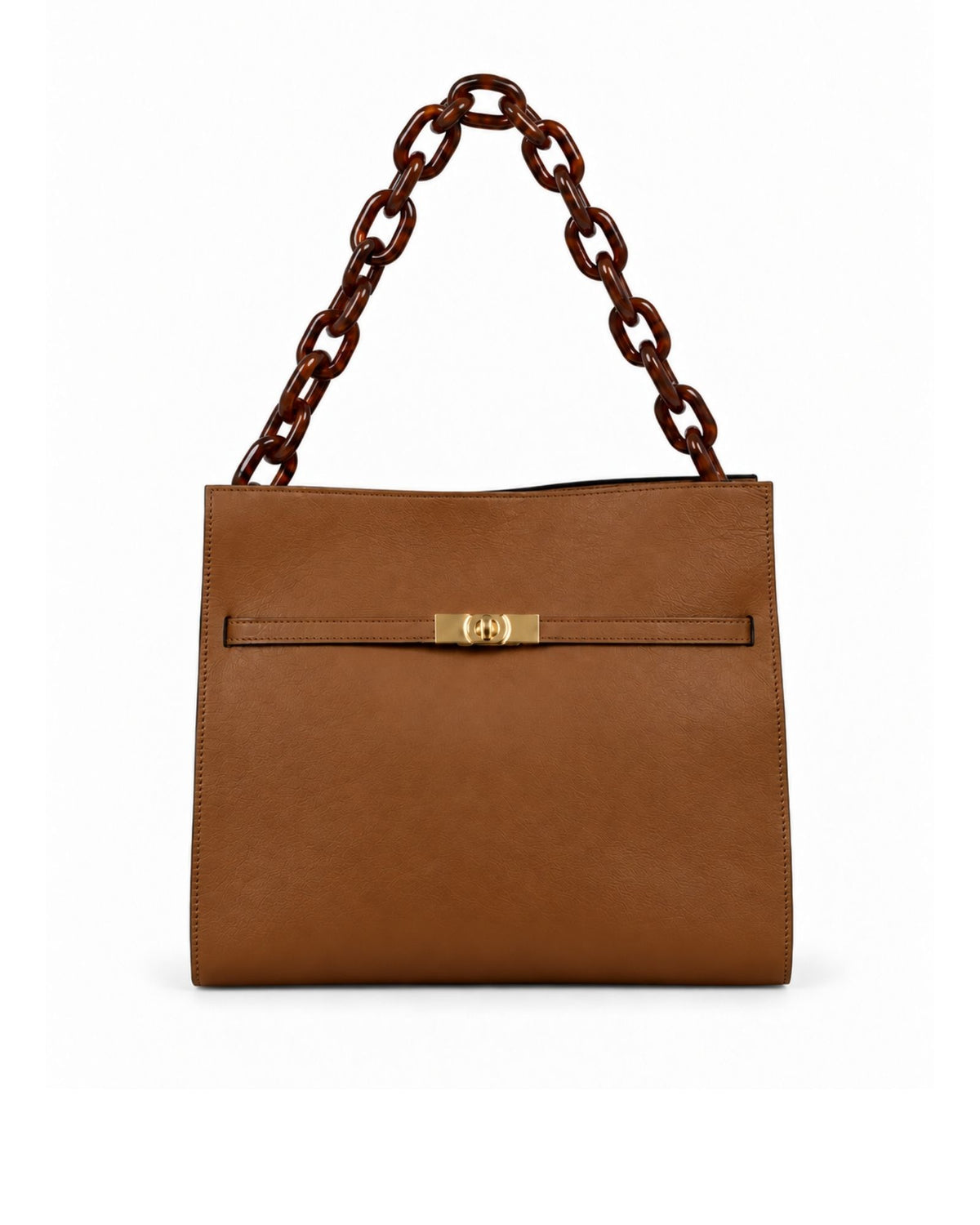 RORY | COGNAC - borsa a spalla in pelle di vitello cuoio