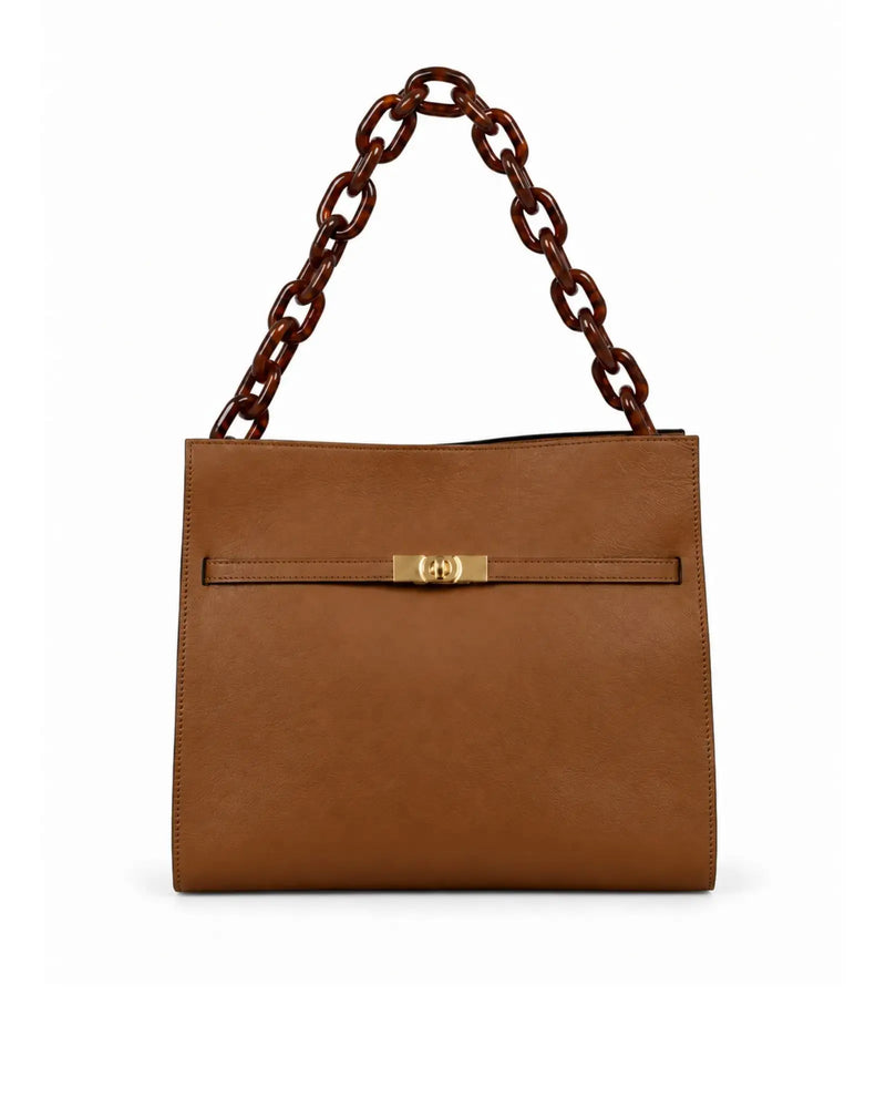 RORY | COGNAC - borsa a spalla in pelle di vitello cuoio