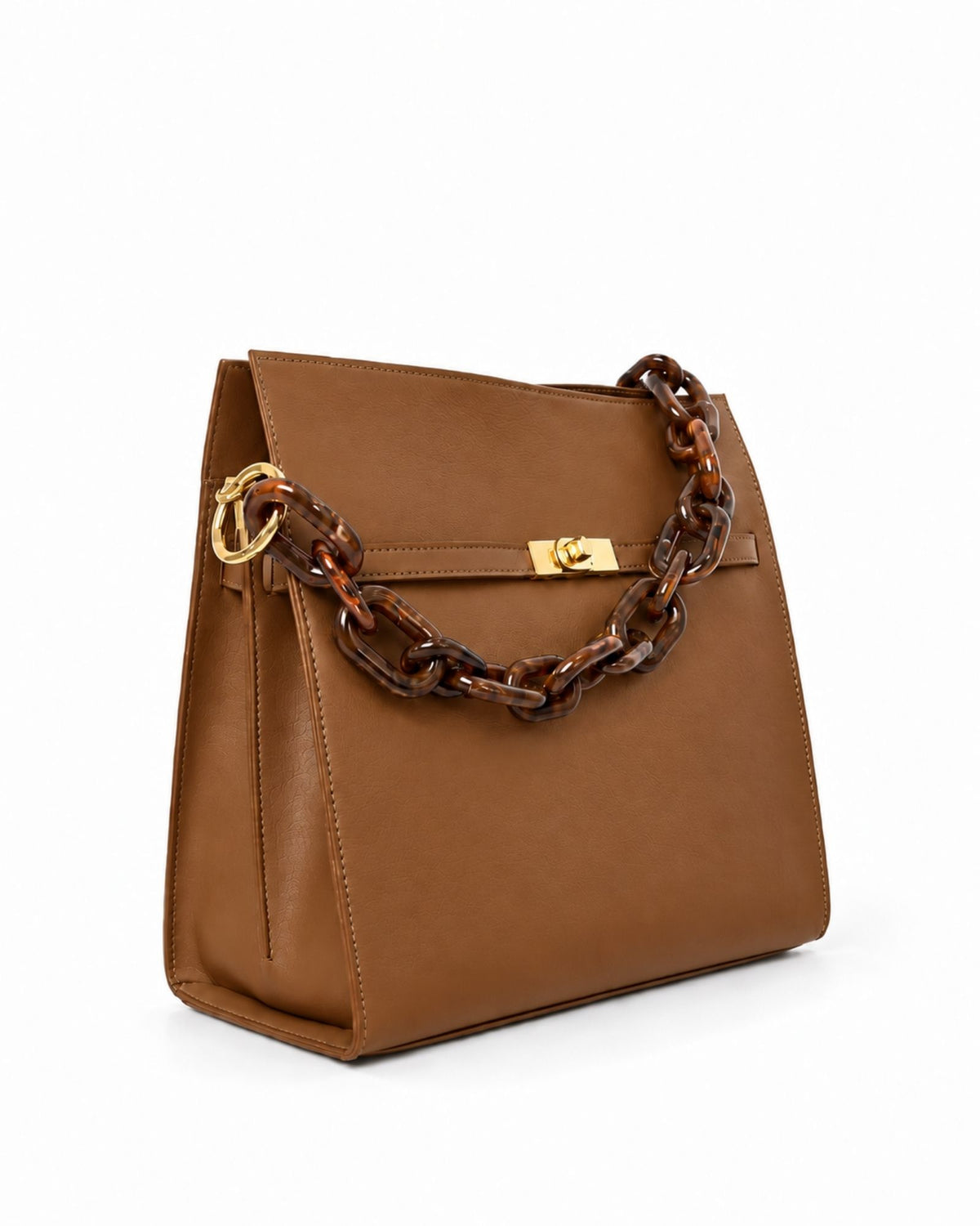 RORY | COGNAC - borsa a spalla in pelle di vitello cuoio