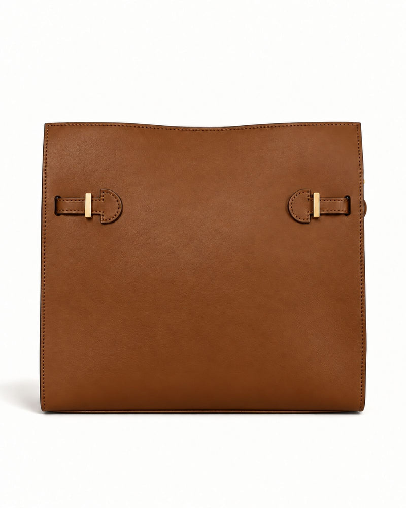 RORY | COGNAC - borsa a spalla in pelle di vitello cuoio