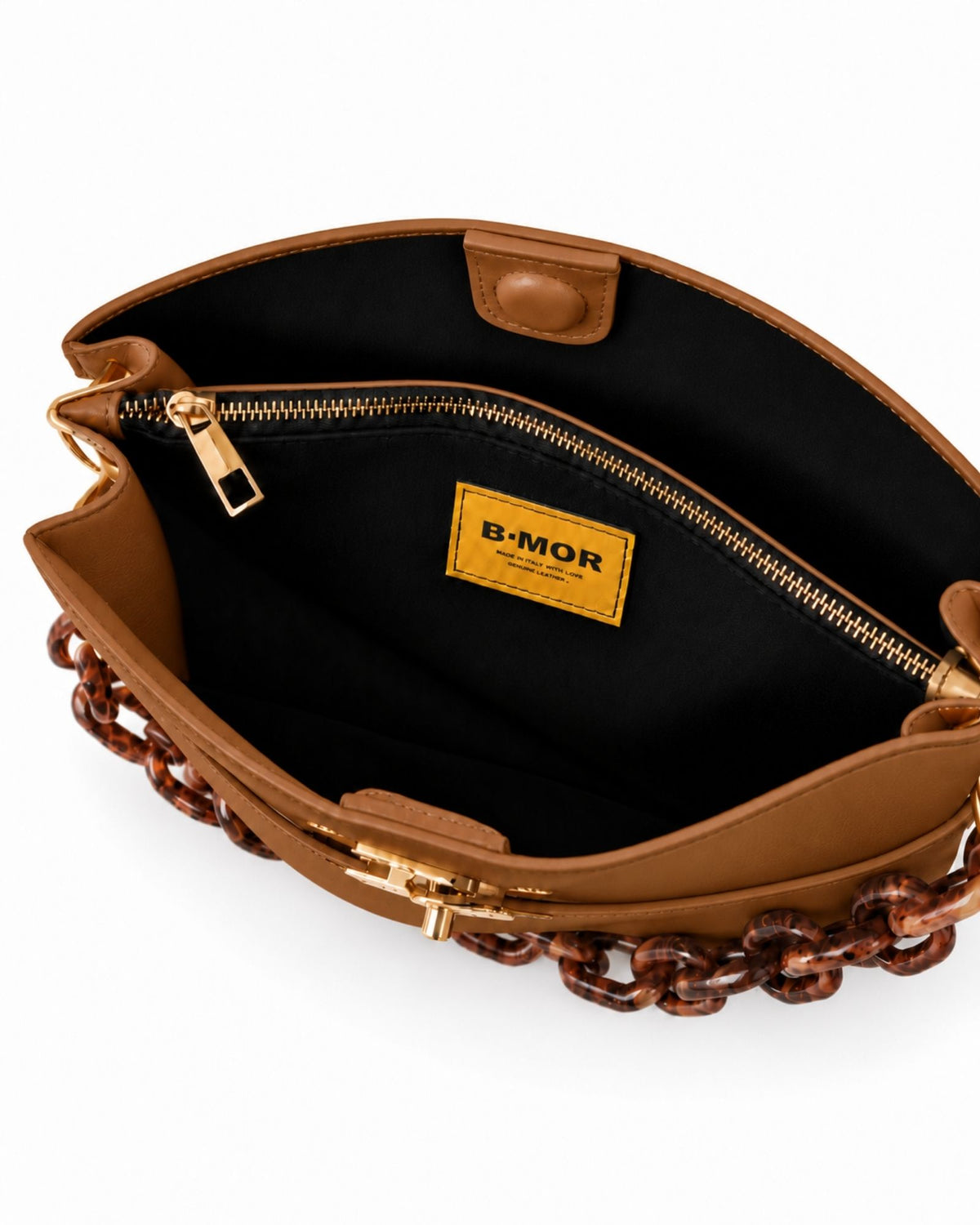 RORY | COGNAC - borsa a spalla in pelle di vitello cuoio