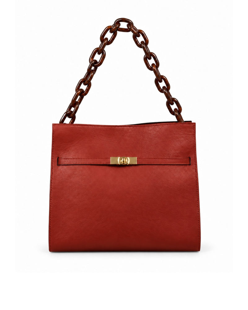 RORY | BRICK RED - borsa a spalla in pelle di vitello mattone