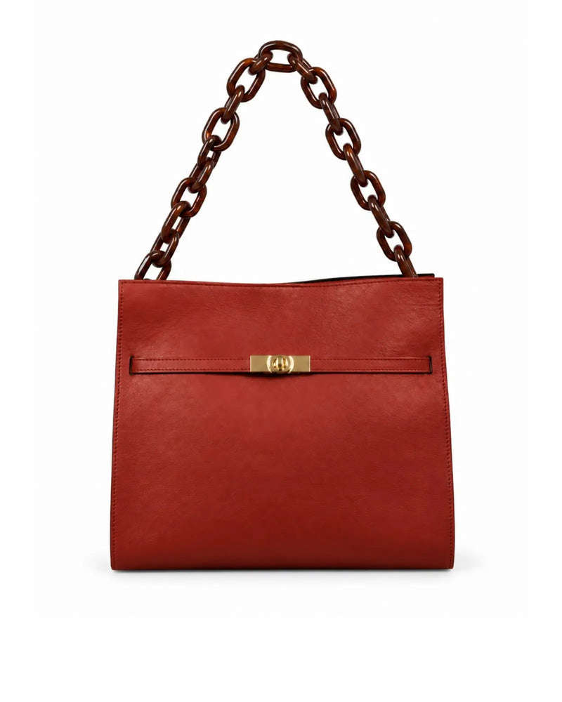 RORY | BRICK RED - borsa a spalla in pelle di vitello mattone