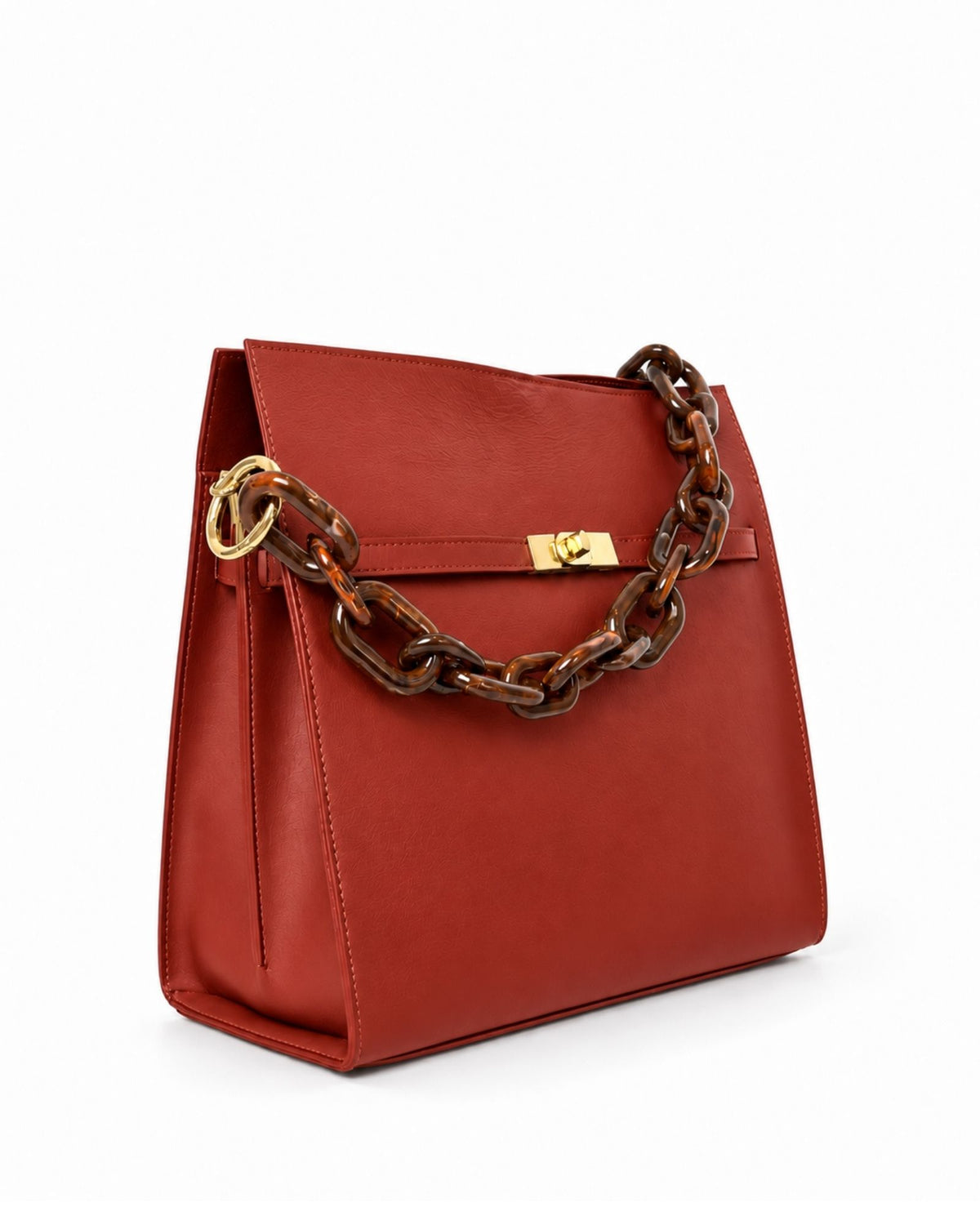 RORY | BRICK RED - borsa a spalla in pelle di vitello mattone