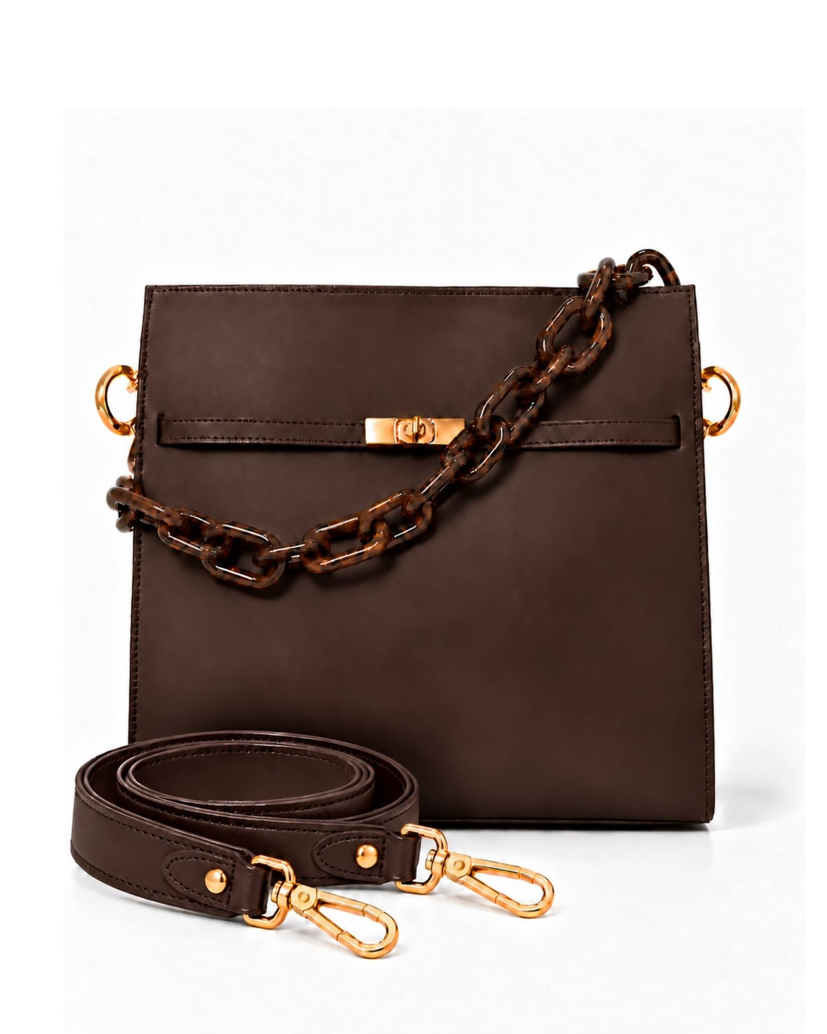 RORY | DARK BROWN - borsa a spalla in pelle di vitello testa di moro