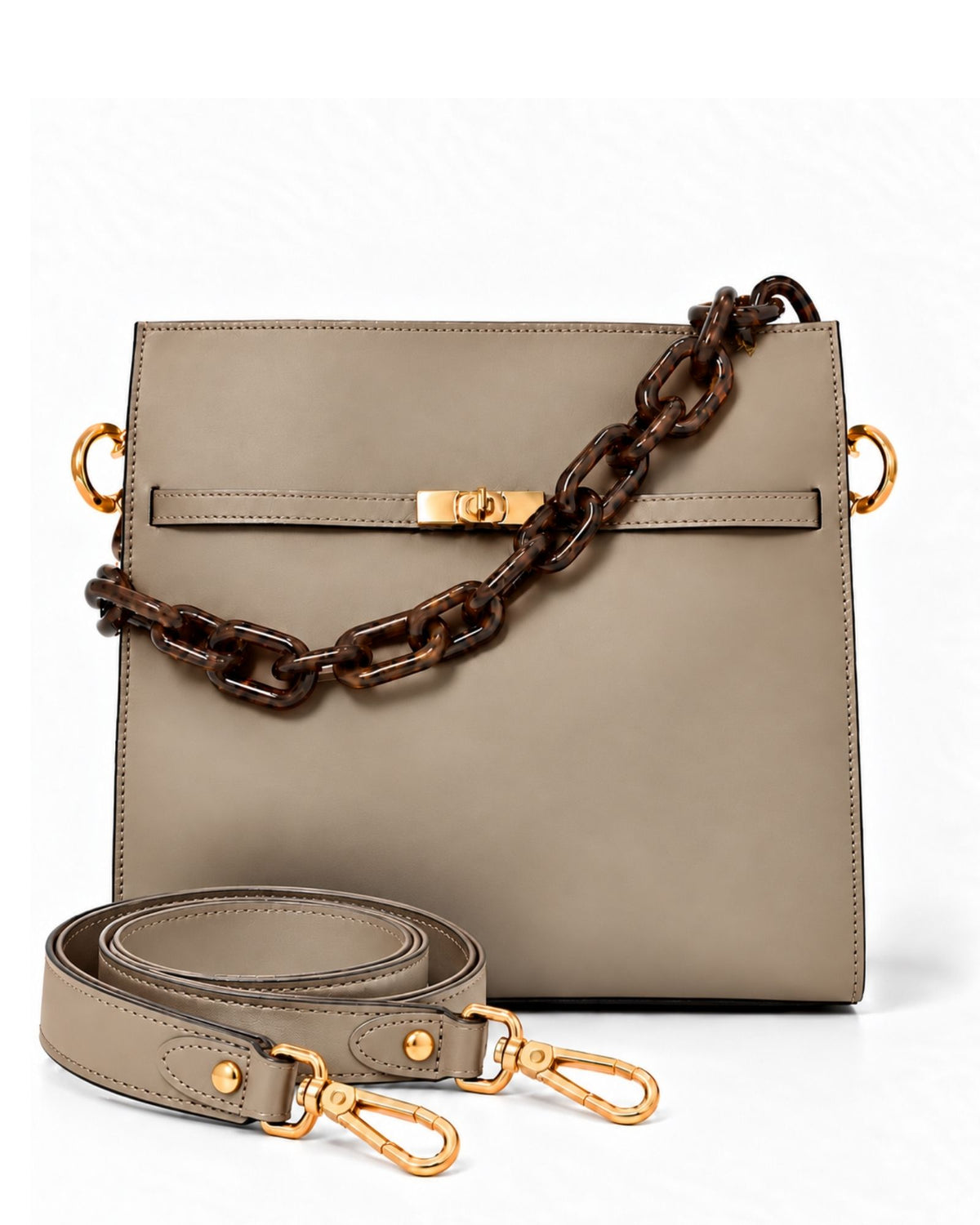 RORY | TAUPE - borsa a spalla in pelle di vitello tortora
